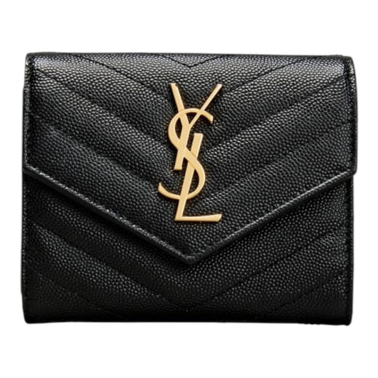 Monogram Trifold Wallet in Grained Leather