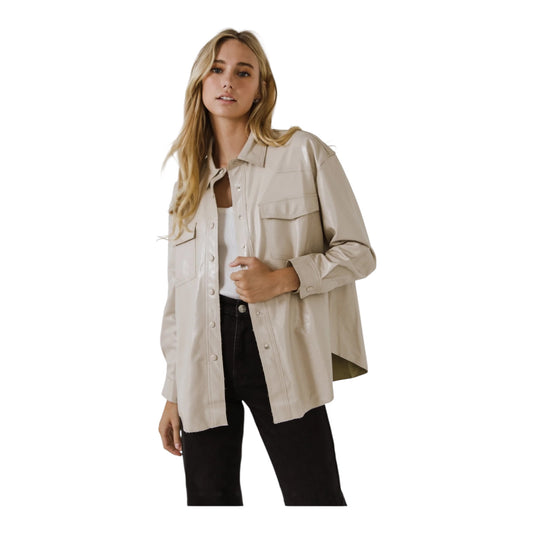 Pu Button Down Jacket size Small