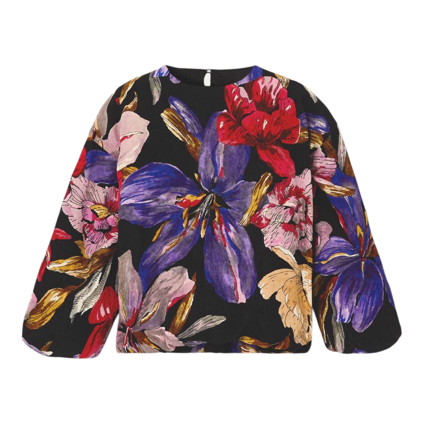 Floral-Print Jacquard Blouse size 40