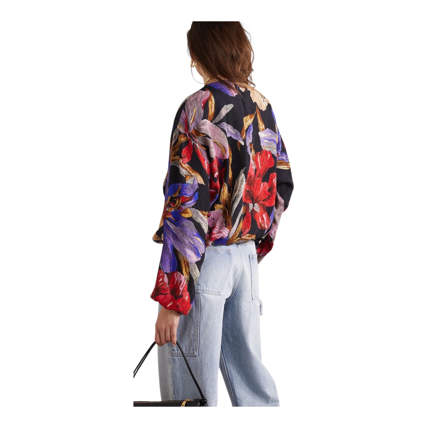 Floral-Print Jacquard Blouse size 40