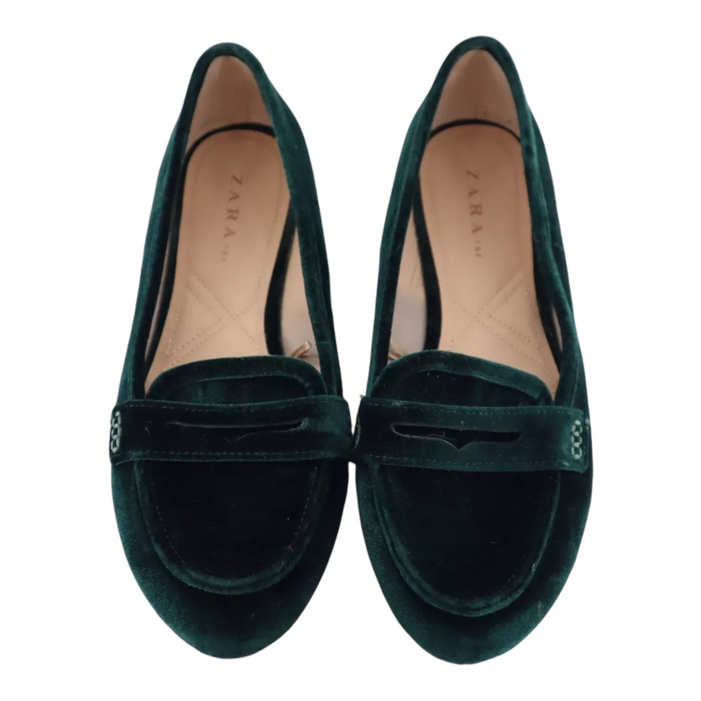 Zara Dark Green Velvet Loafers size 40(9)