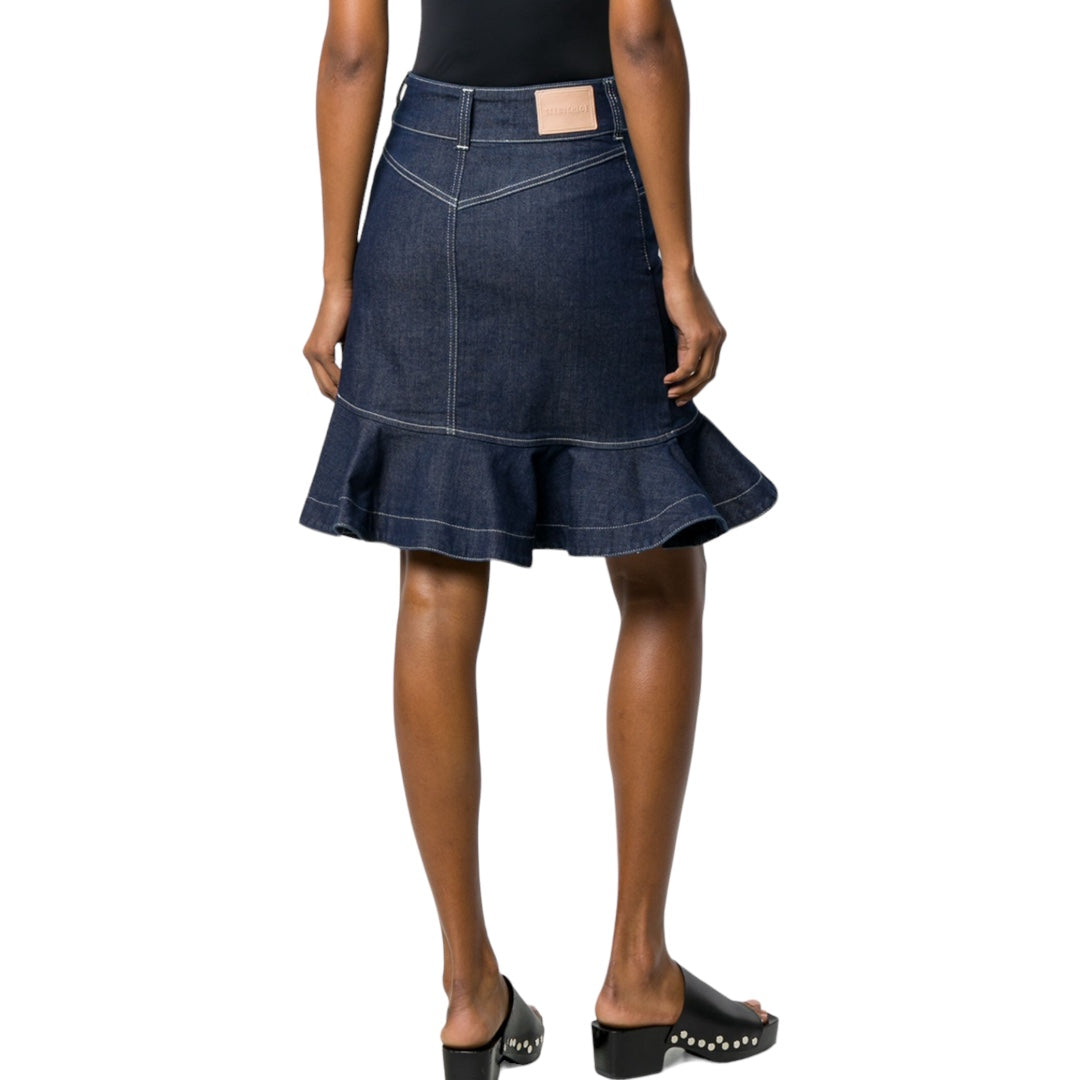 Fluted Hem Denim Skirt Size 42