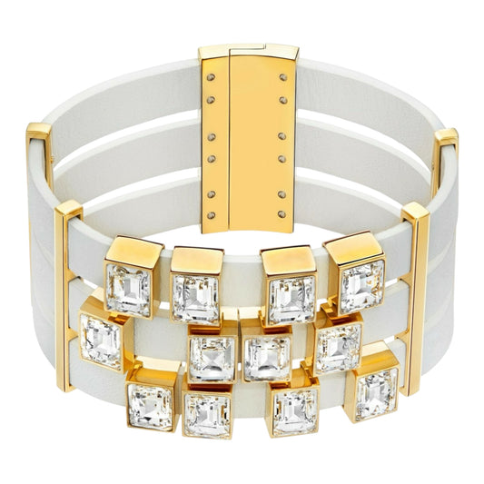 Leather Wide Crystal Bracelet