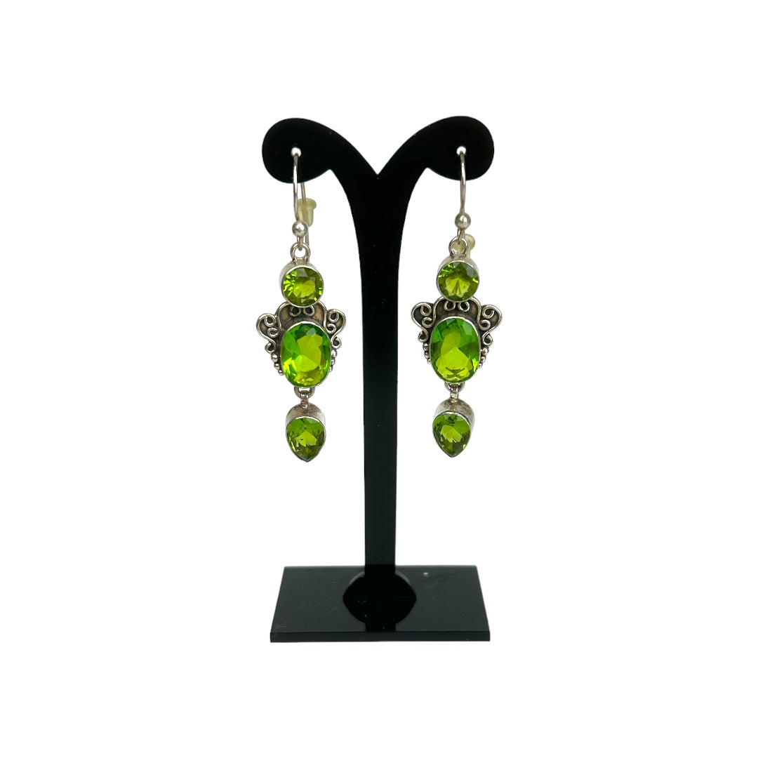 3 Stone Drop Earrings