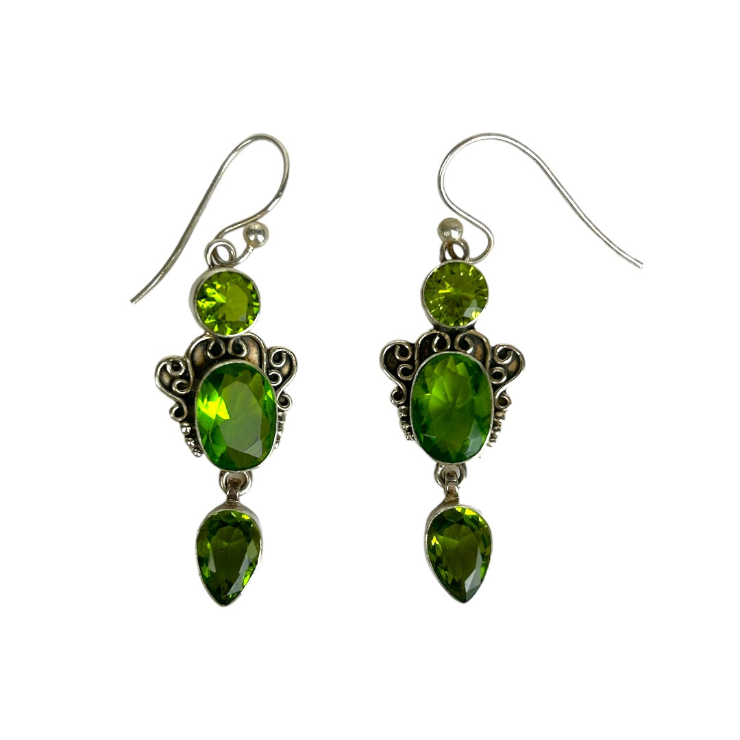 3 Stone Drop Earrings