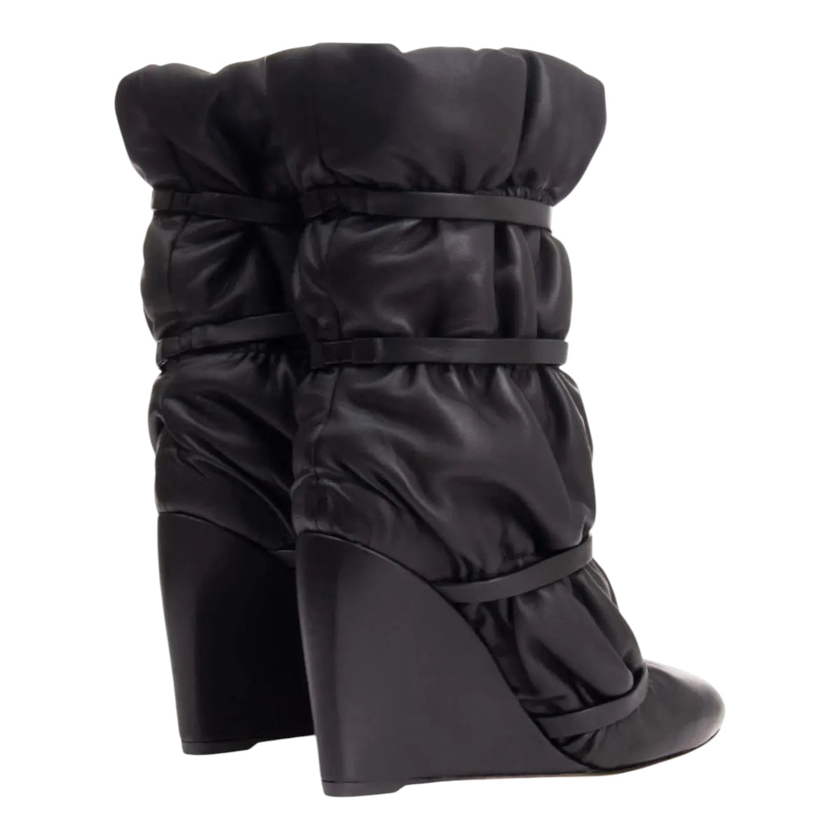 Duvet Round Toe Studded Satin Wedge Boots size 9