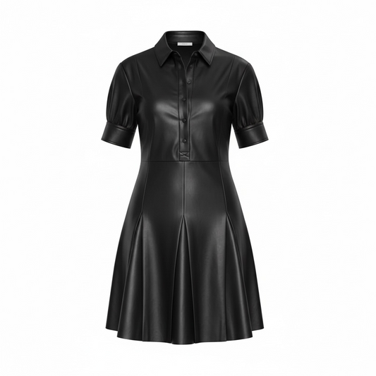 Godet Vegan Leather Mini Dress size Medium NEW WITH TAGS