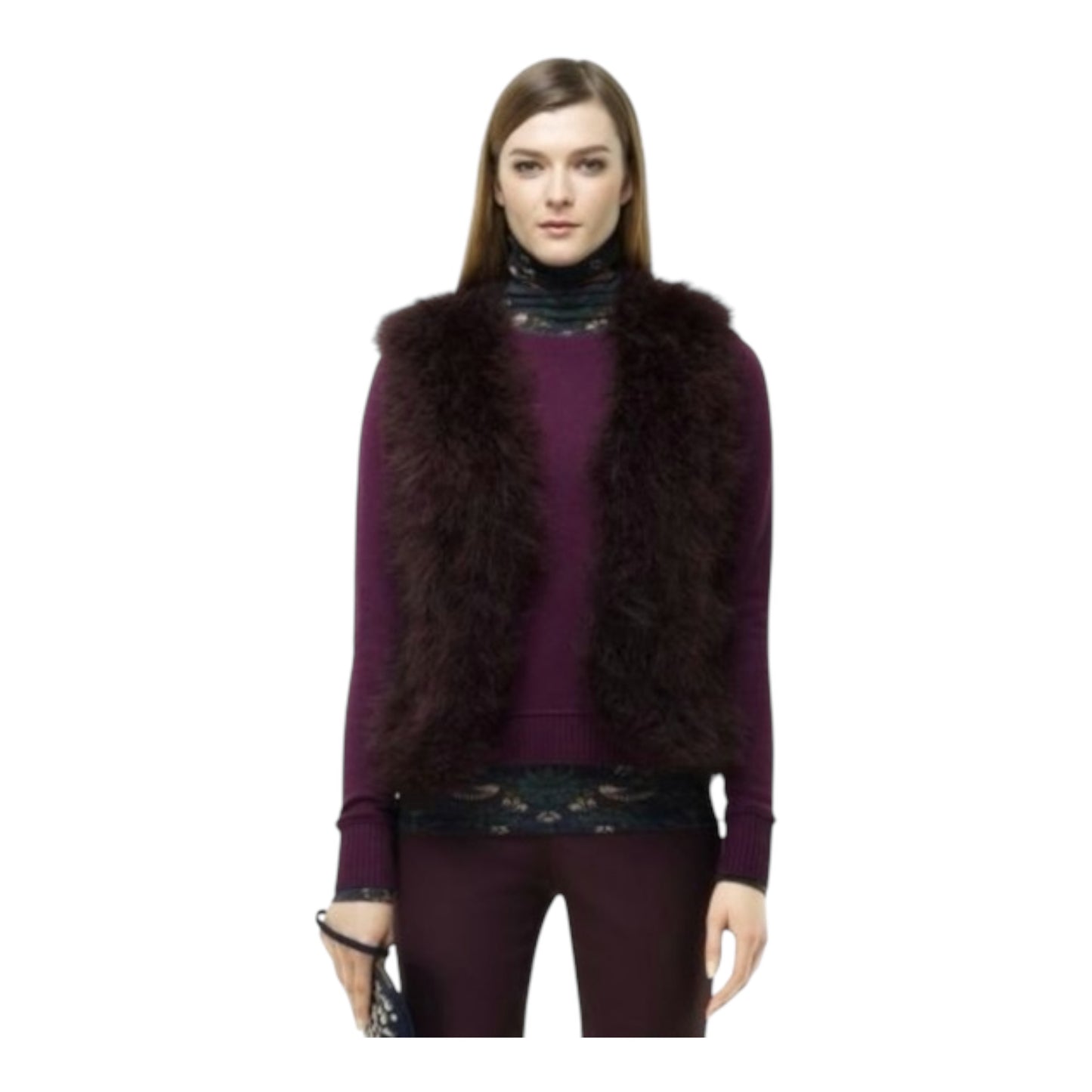 Violet Feather Fur Vest size XSmall New with Tags