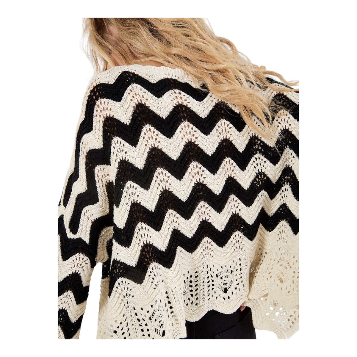 Cotton Pointelle Knit Chevron Jumper size Small