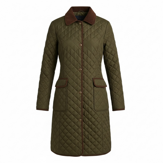 Corduroy-Trim Quilted Jacket size Medium