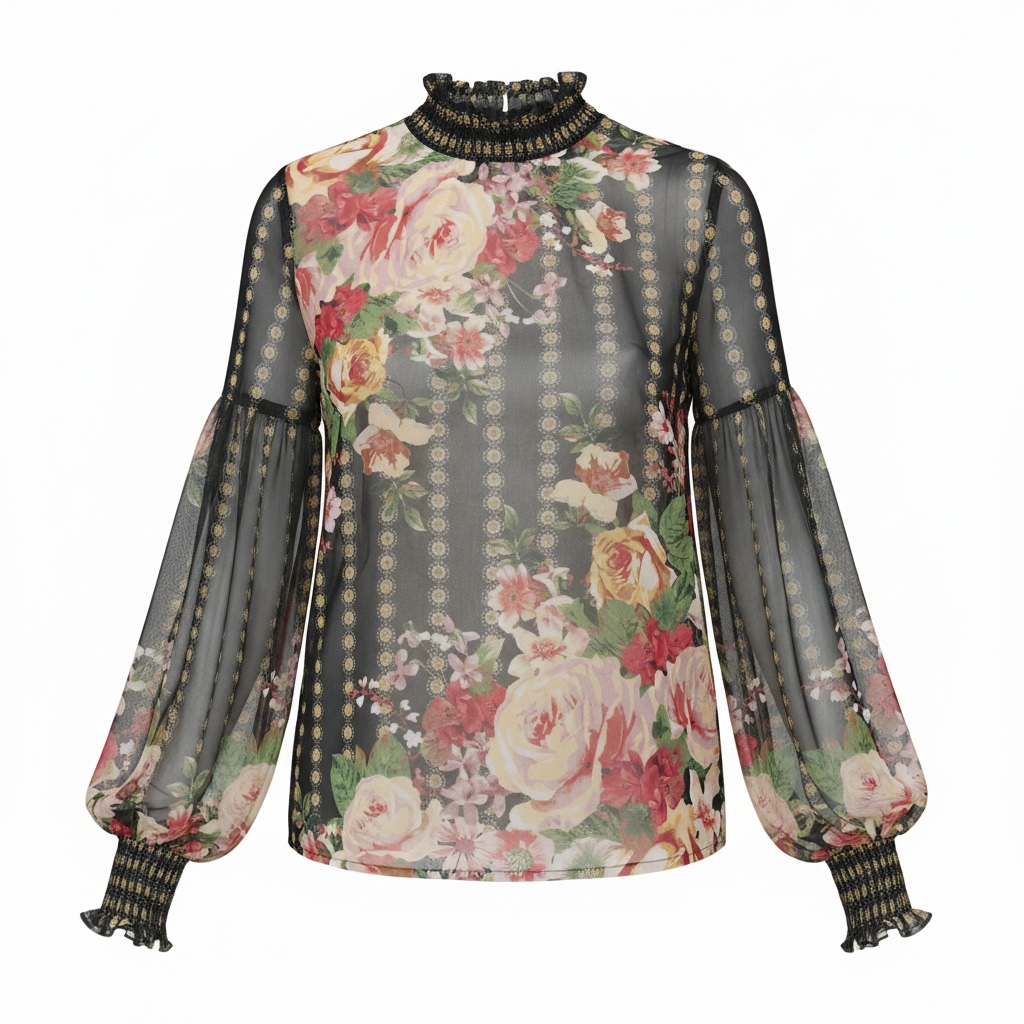 Sheer Floral Blouse size Medium