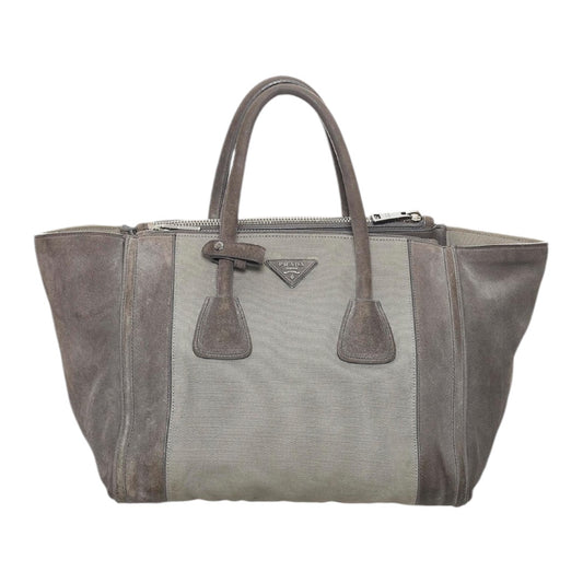 Twin Pocket Suede Tote Bag