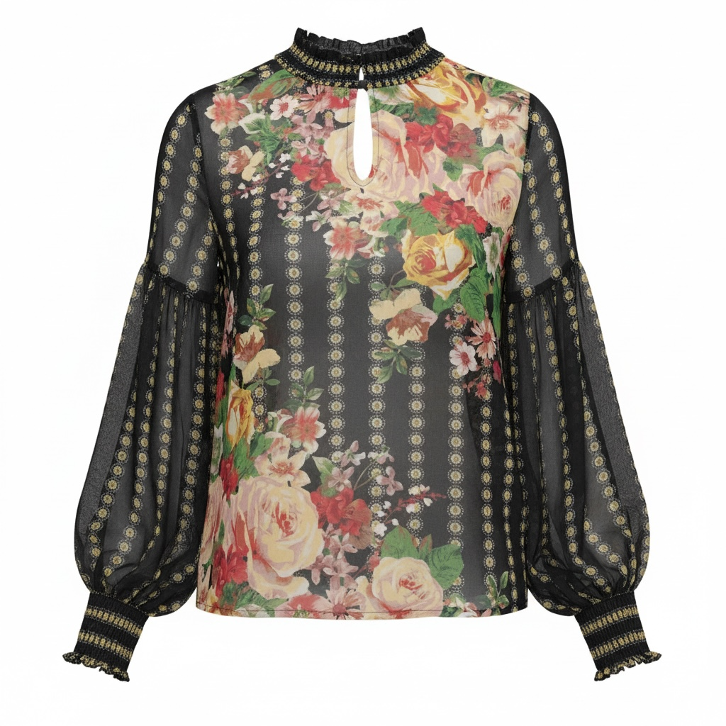 Sheer Floral Blouse size Medium