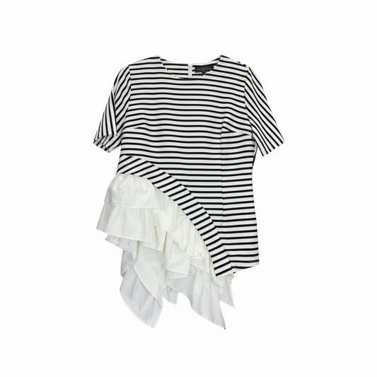 Striped Asymmetrical Top size Large NEW WITH TAGS