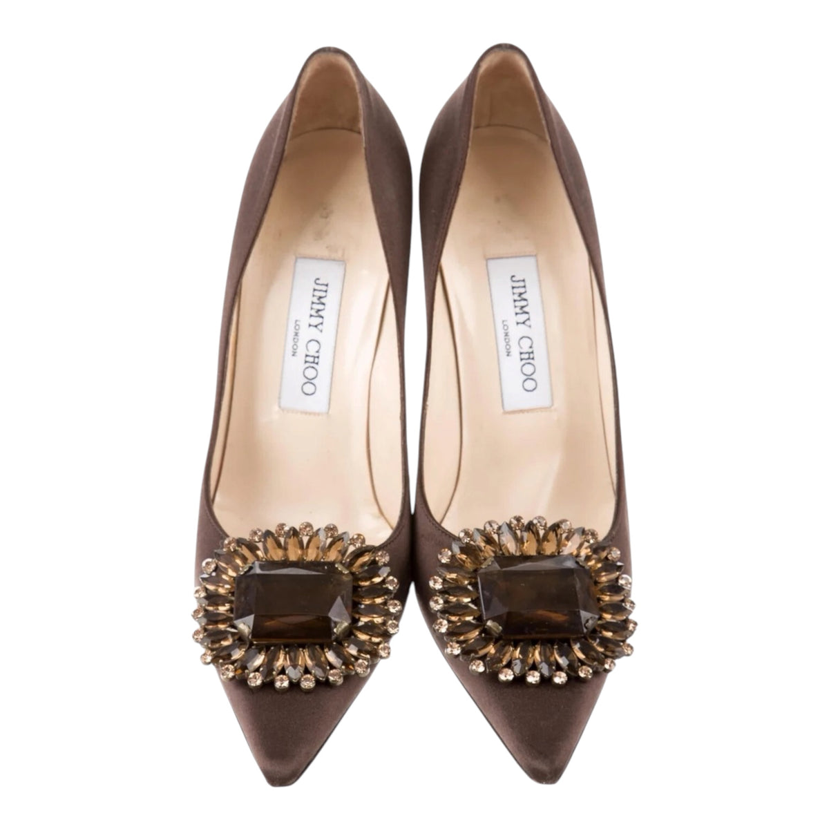 Satin Embellished Heels size 38 NEW IN BOX
