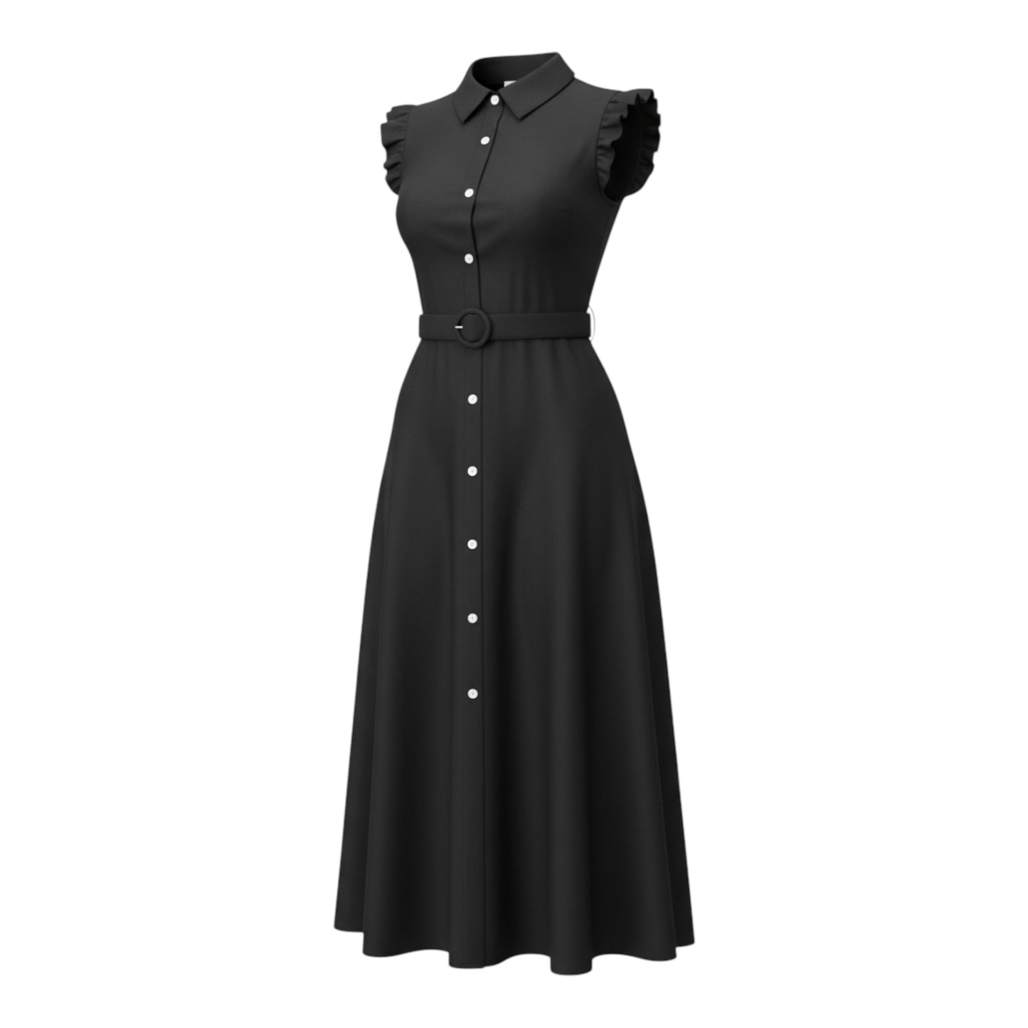 Ruffle Sleeve Belted Dress size L