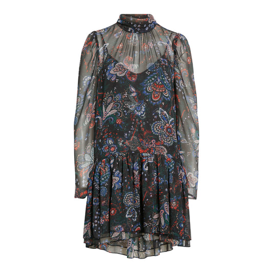 Bolade Paisley Long Sleeve Silk Chiffon Dress size 12