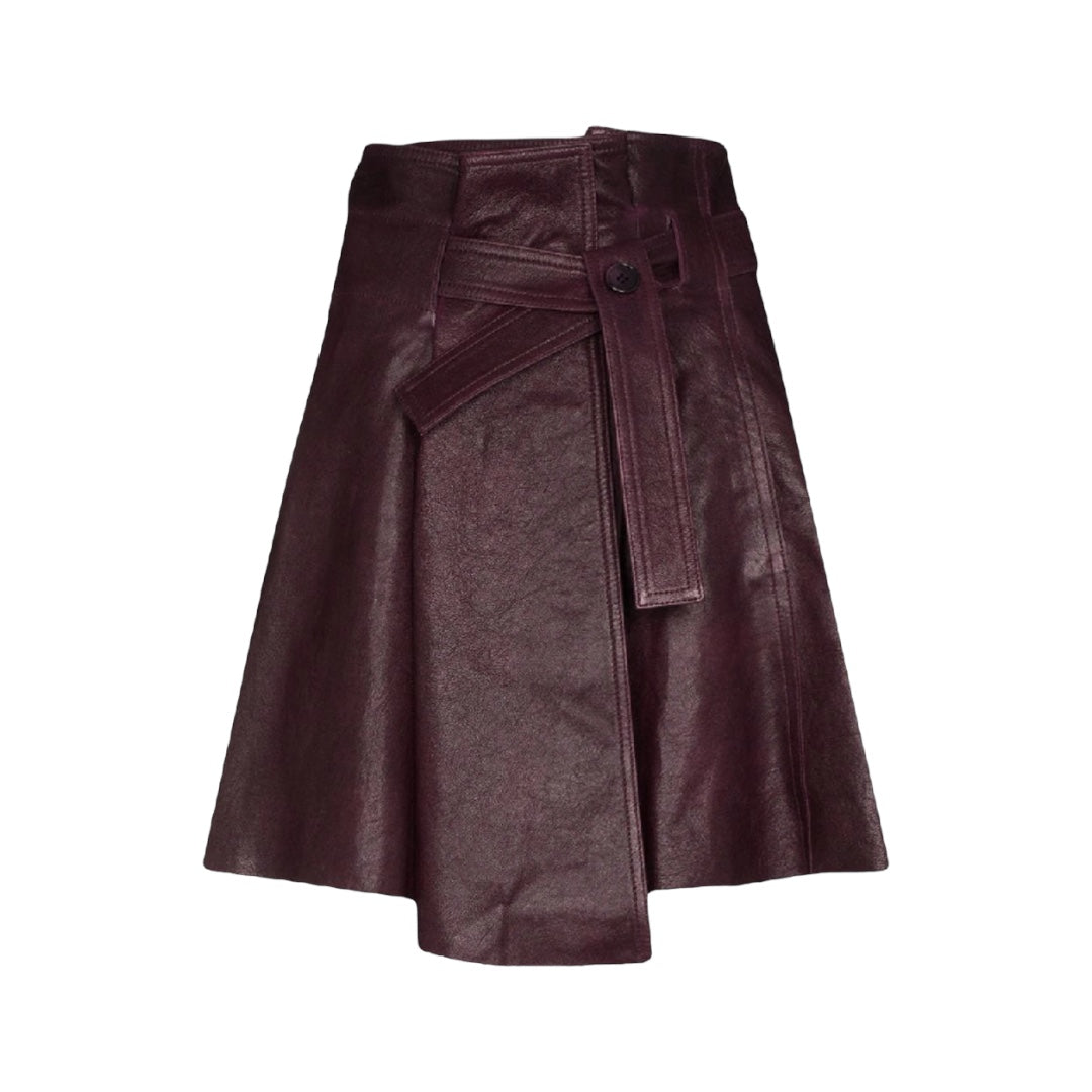Belted Leather Mini Skirt Medium