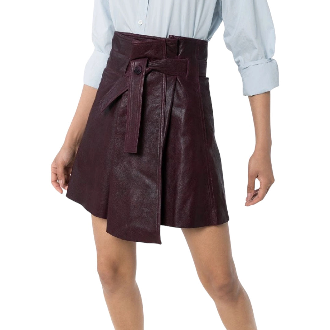 Belted Leather Mini Skirt Medium