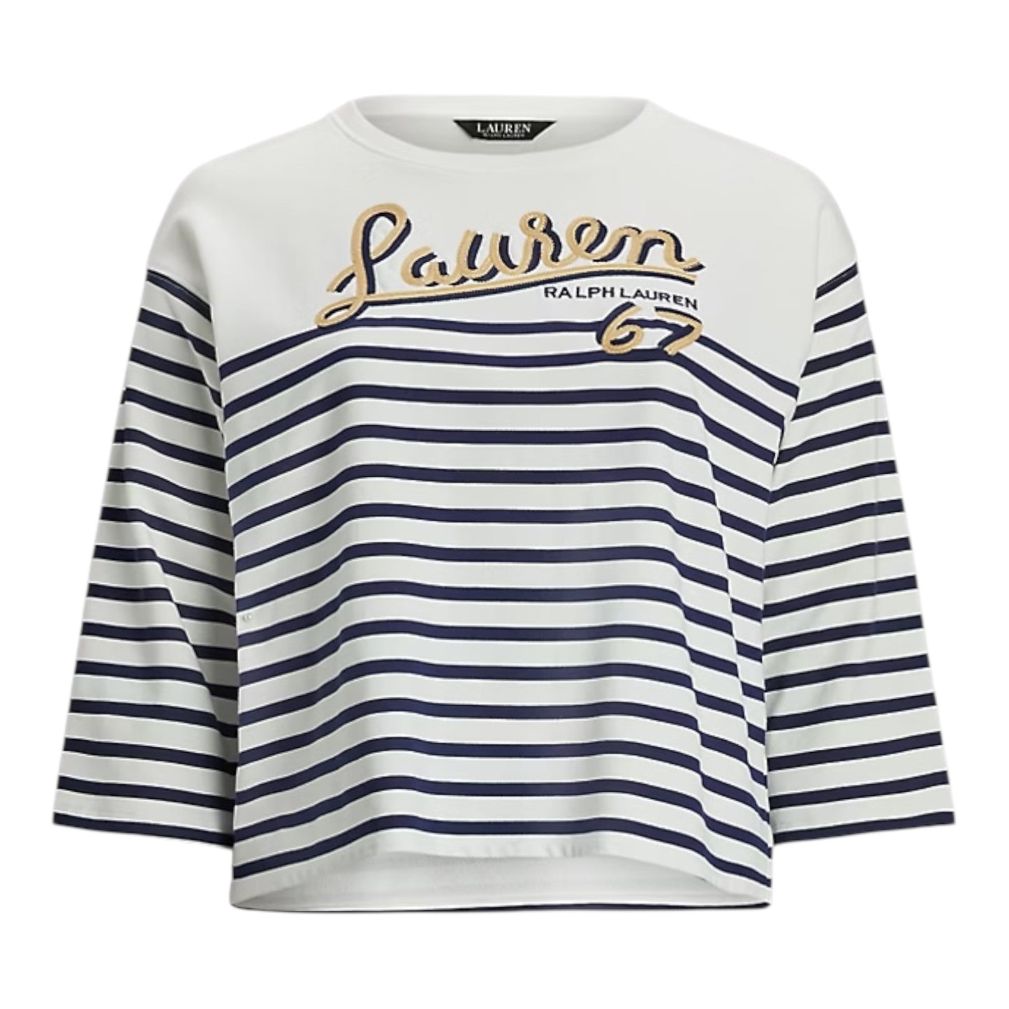 Striped French Terry Cropped Sweatshirt size Medium