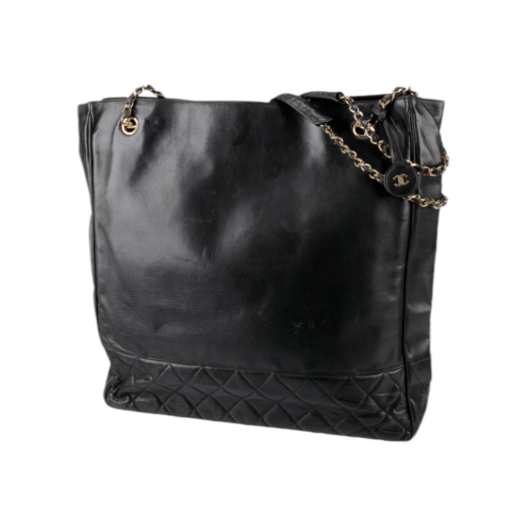 Quilted Leather Shopping Tote