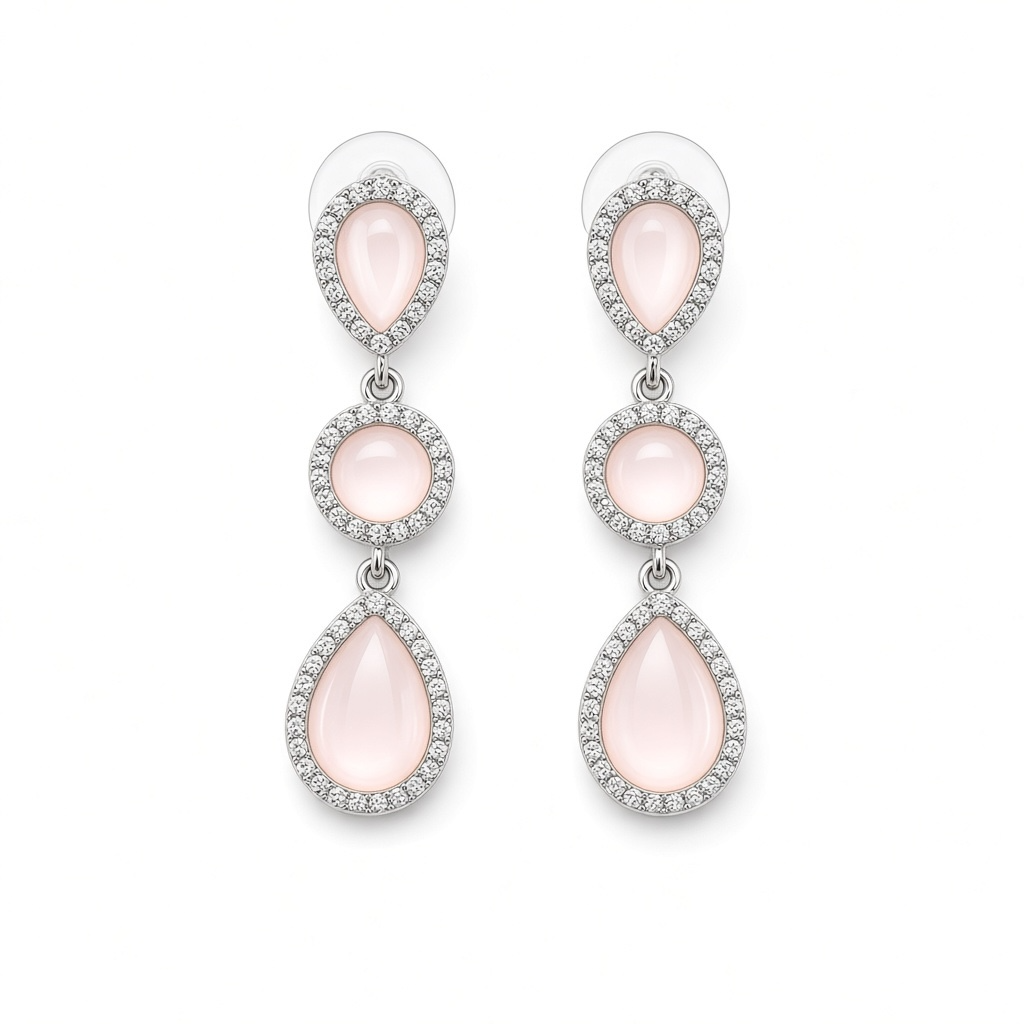 3 Stone Drop Earrings