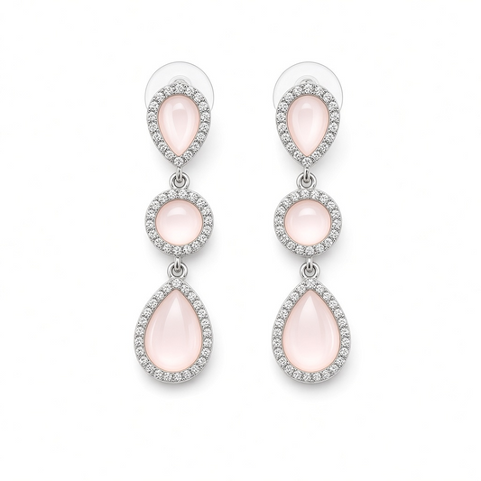 3 Stone Drop Earrings