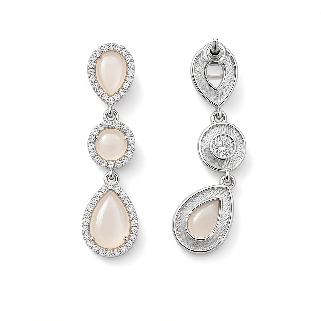 3 Stone Drop Earrings