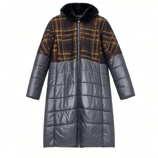 Hooded Plaid Puffer size 46