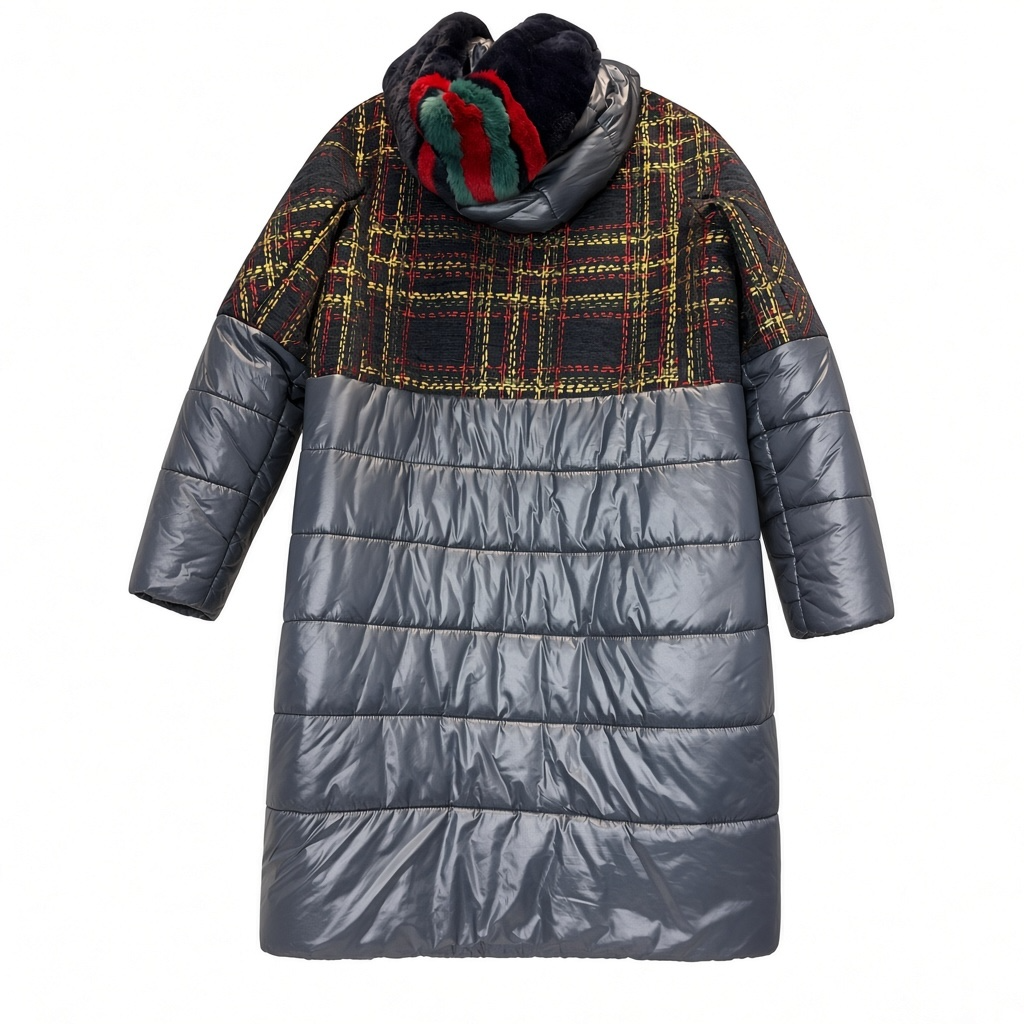 Hooded Plaid Puffer size 46