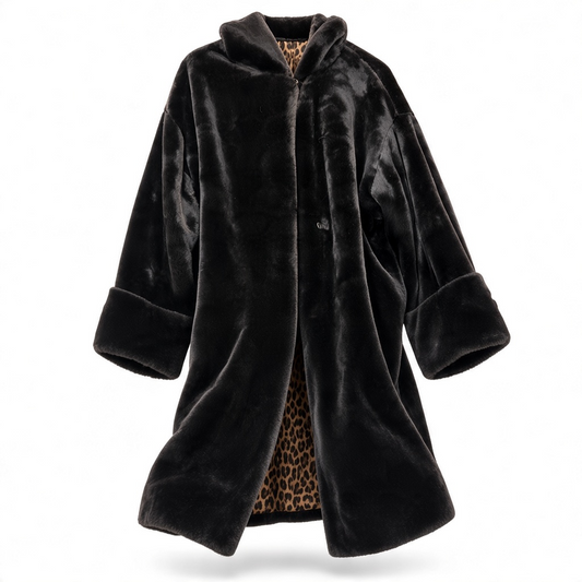 Hooded Faux Fur Jacket size Medium