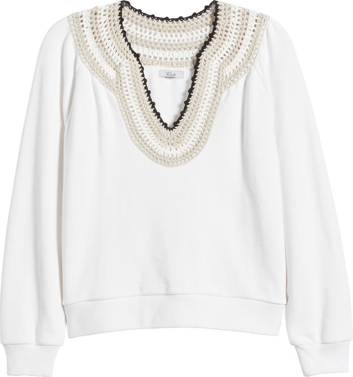 Sava Crochet Stitch Cotton Sweatshirt size XSmall NWT