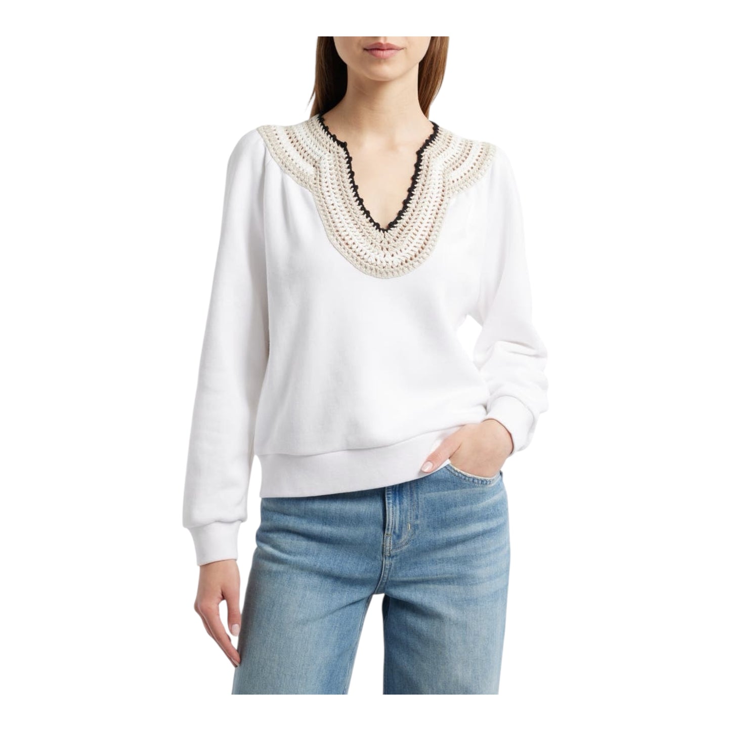 Sava Crochet Stitch Cotton Sweatshirt size XSmall NWT