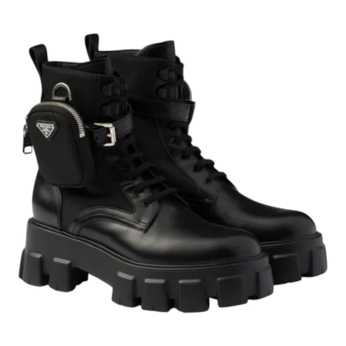 Monolith leather and Re-nylon Combat Boots with Pouch size 39.5