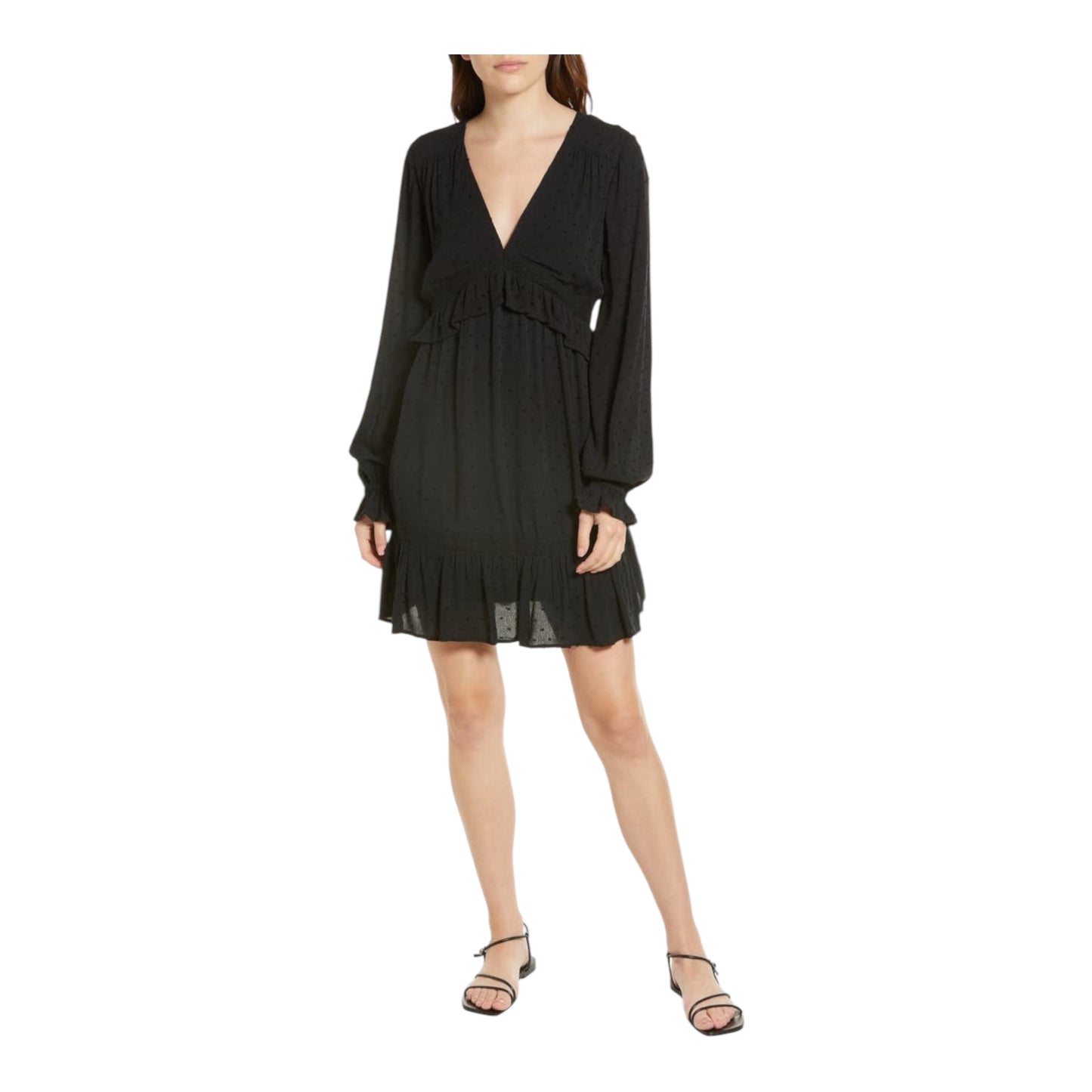 Odelise Clip Dot Long Sleeve Dress size Medium