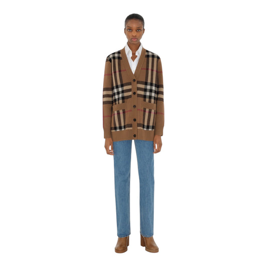 Check Wool Cashmere Cardigan size Medium