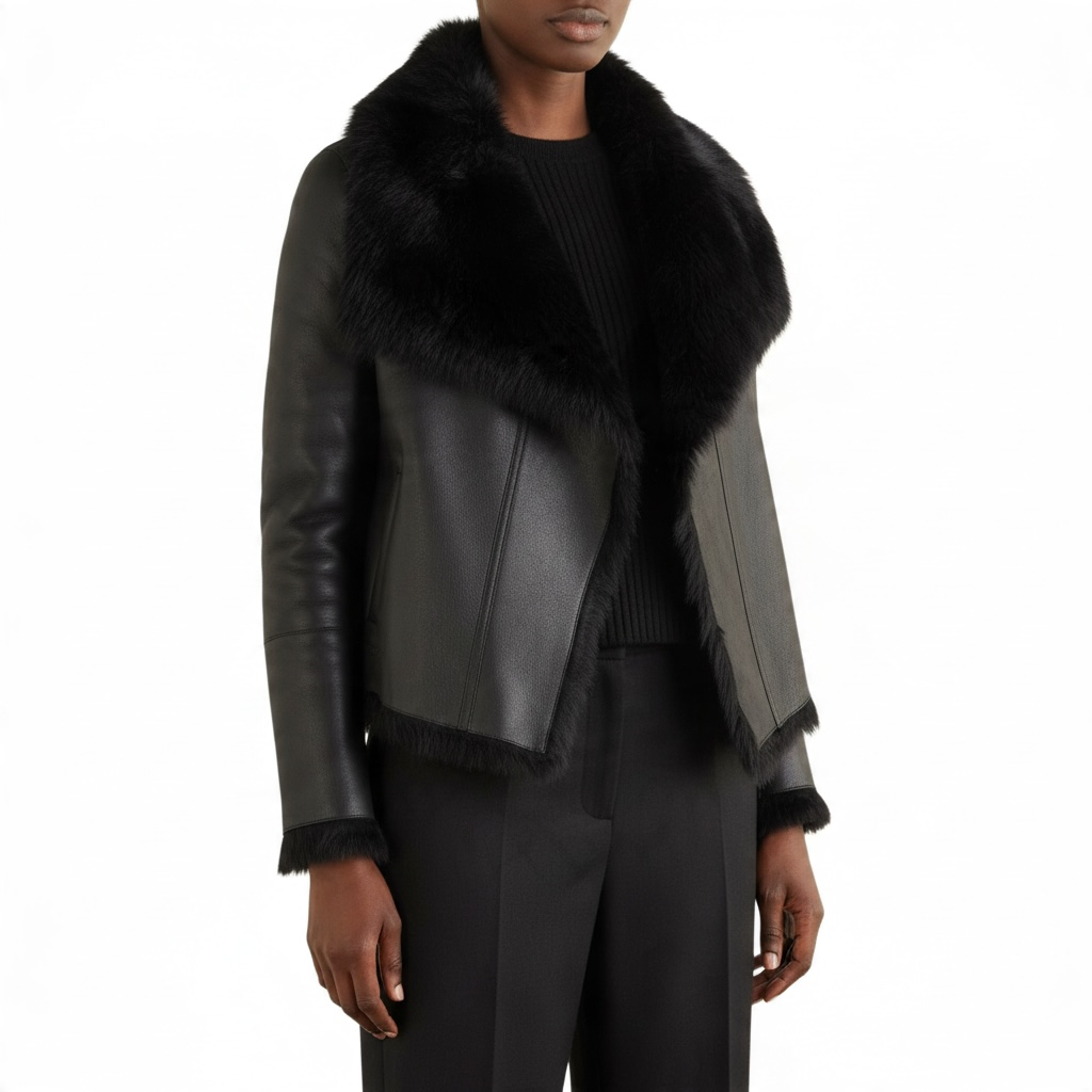Reversible Shearling and Leather Jacket size 40