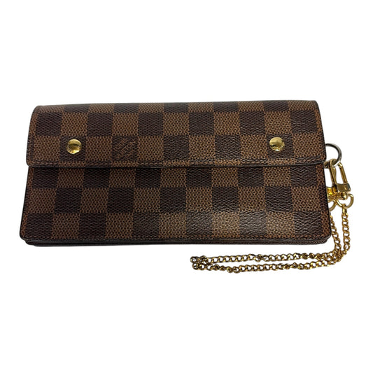 Damier Ebene Portefeuille Accordéon Chain Long Wallet