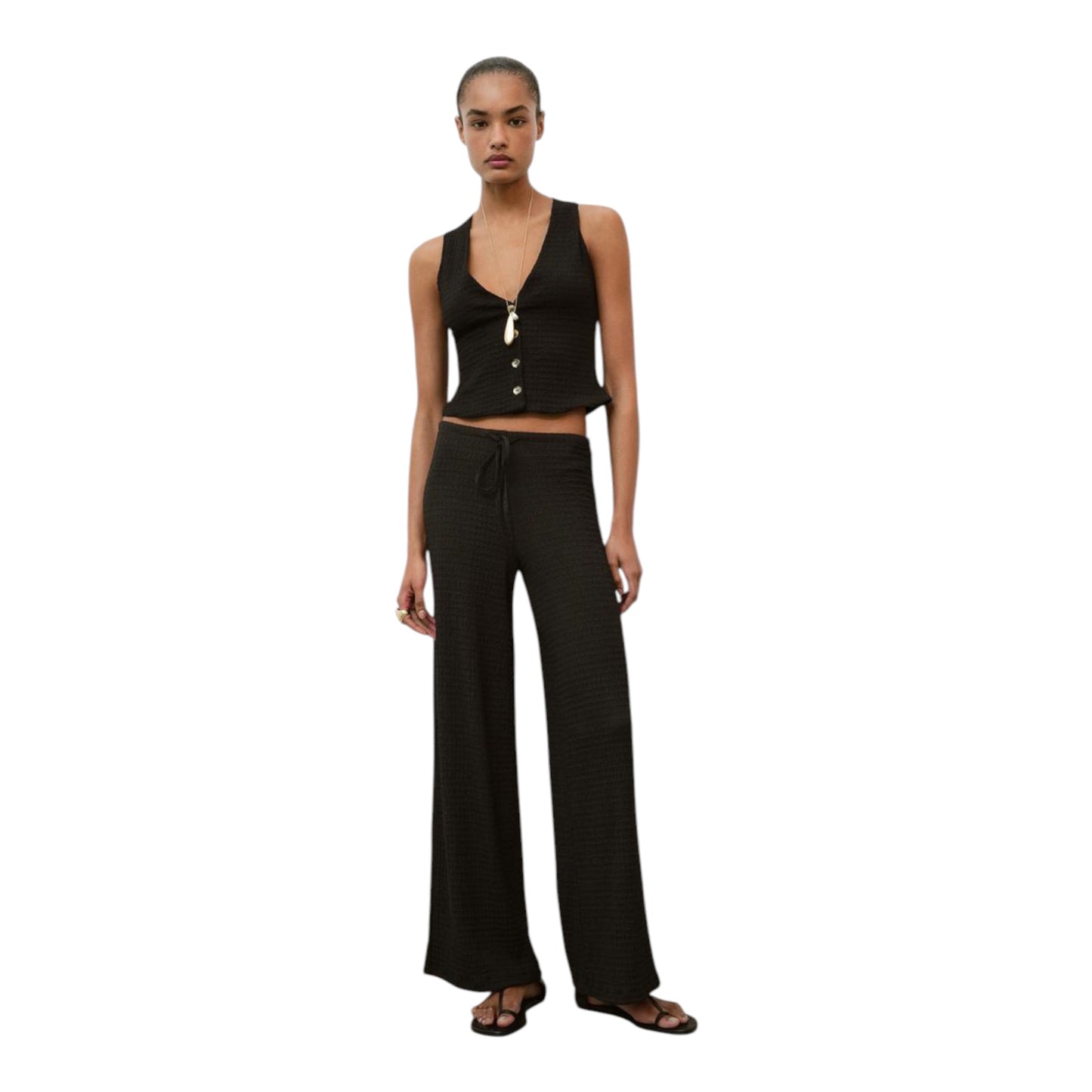 Textured Straight Leg Pants size S