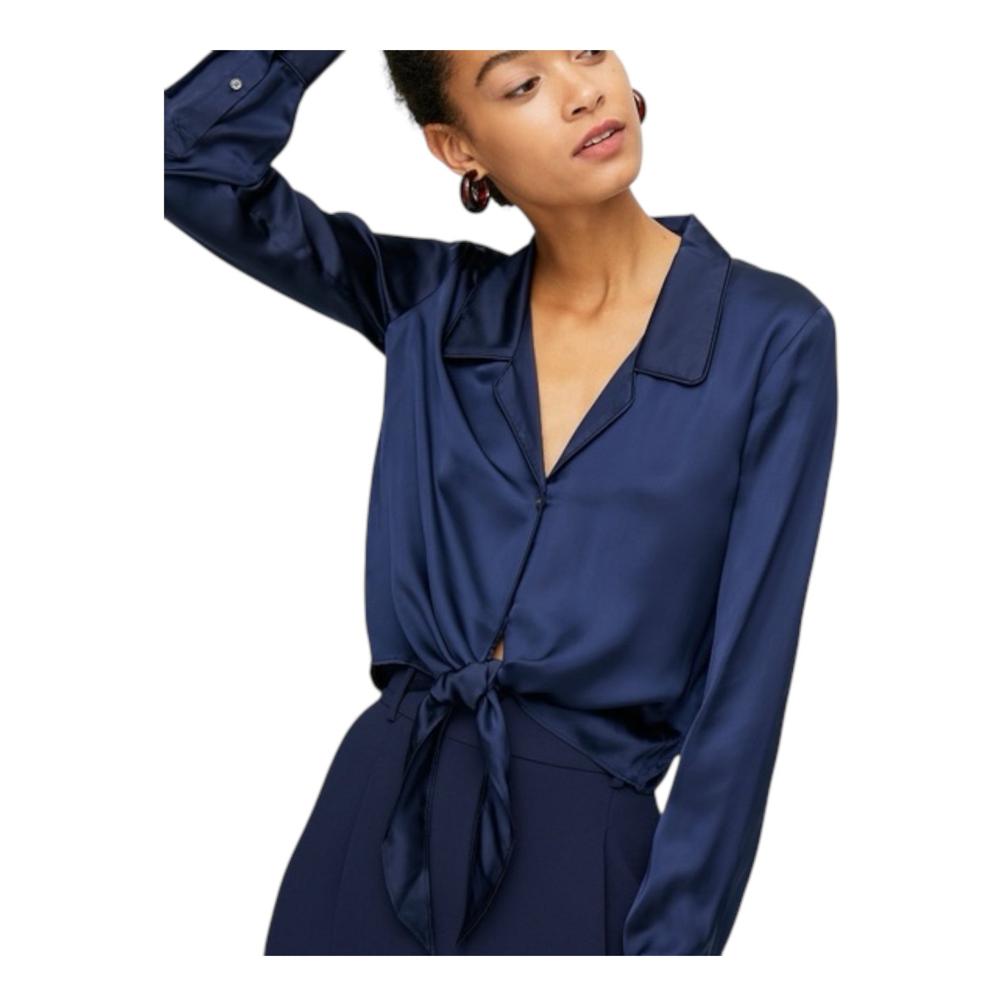 Satin Tie-Front Blouse size Large