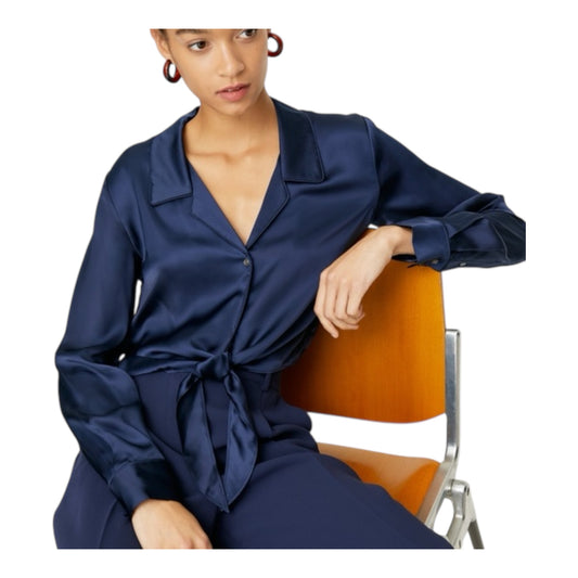 Satin Tie-Front Blouse size Large