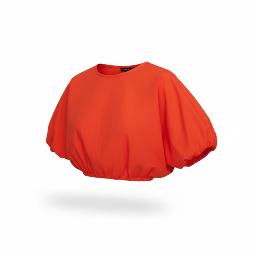 Poplin Bubble-Hem Cropped Top size Small