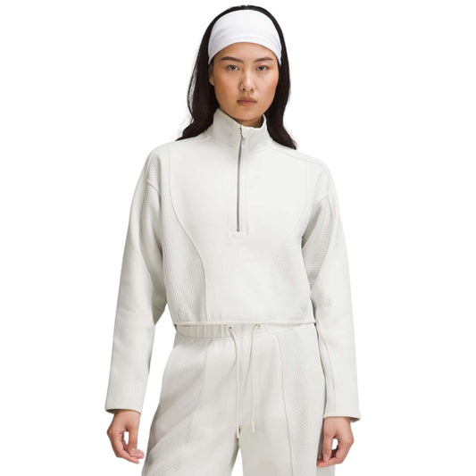 Mixed Fabric Half-Zip Pullover size S