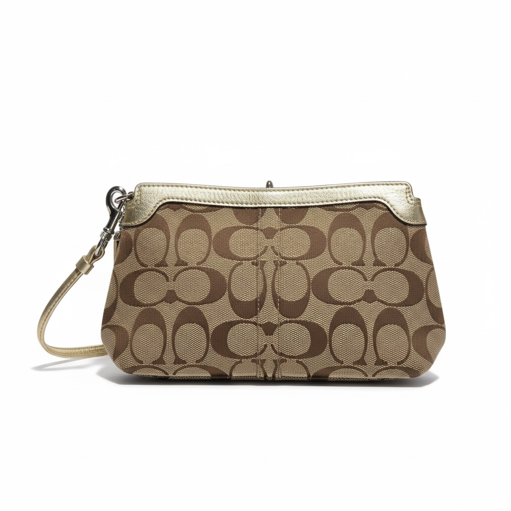 Signature Canvas Turnlock Wristlet