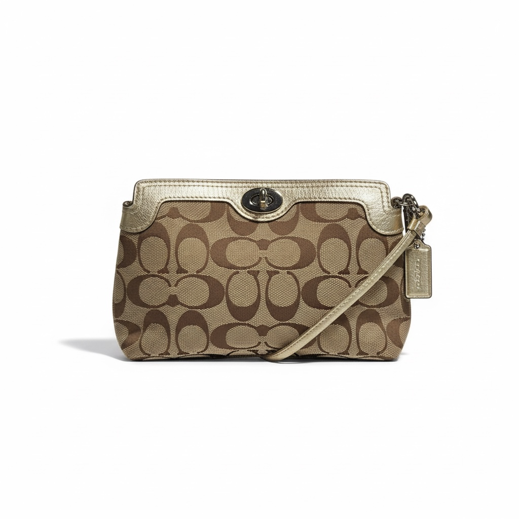 Signature Canvas Turnlock Wristlet
