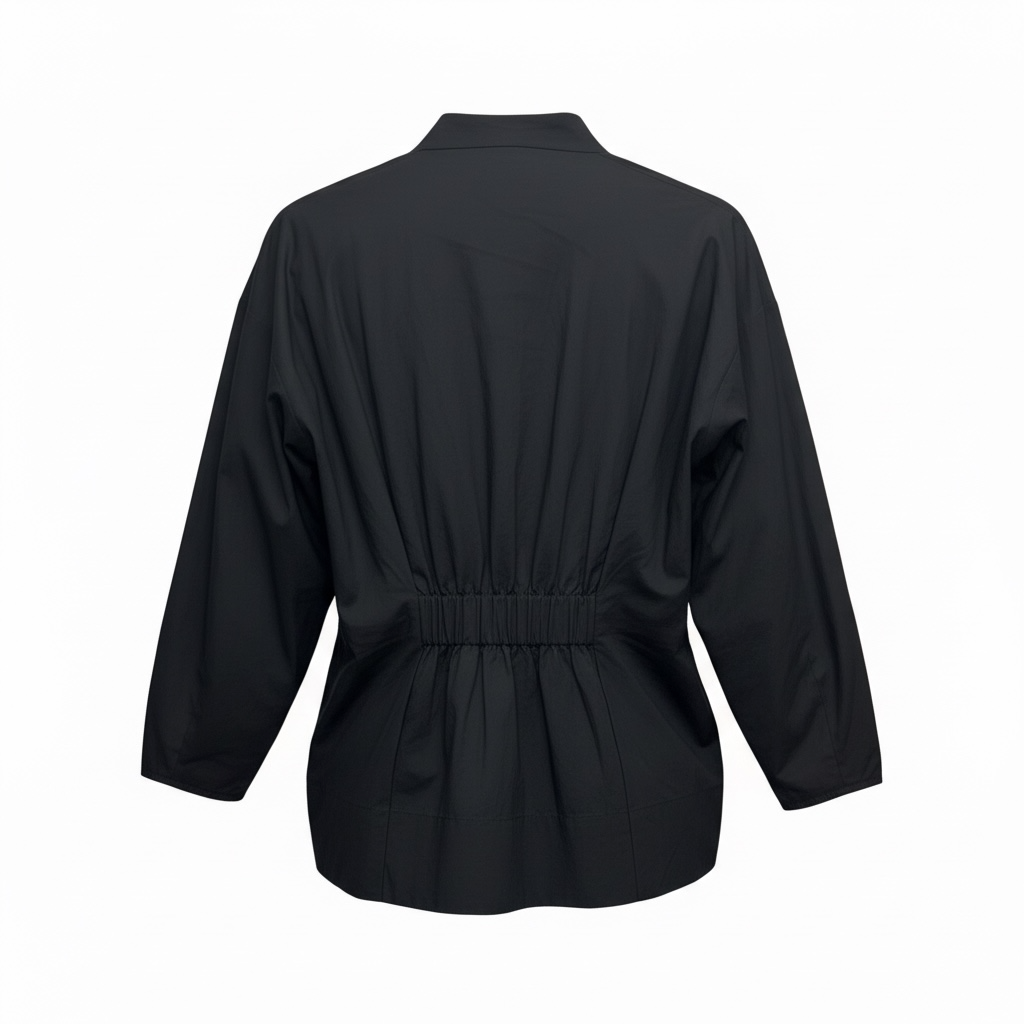 Balloon Sleeve Cinched-Waist Button-Down Blouse size S