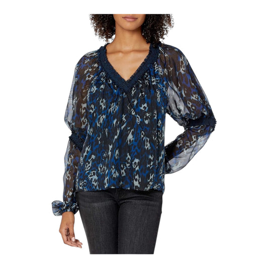 Leopard Printed Bea Long Sleeve Top size Small