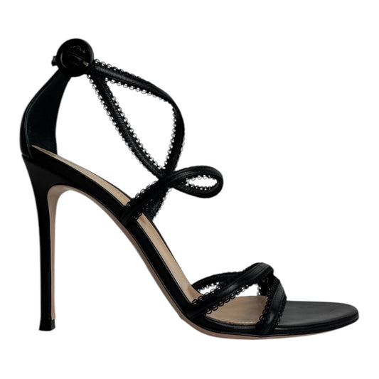 Lace-trimmed Leather Sandals dize38