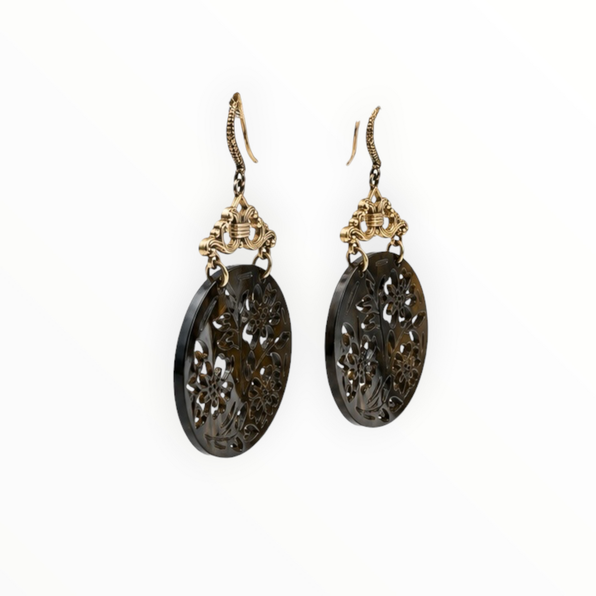 Floral Cutout Disc Drop Earrings