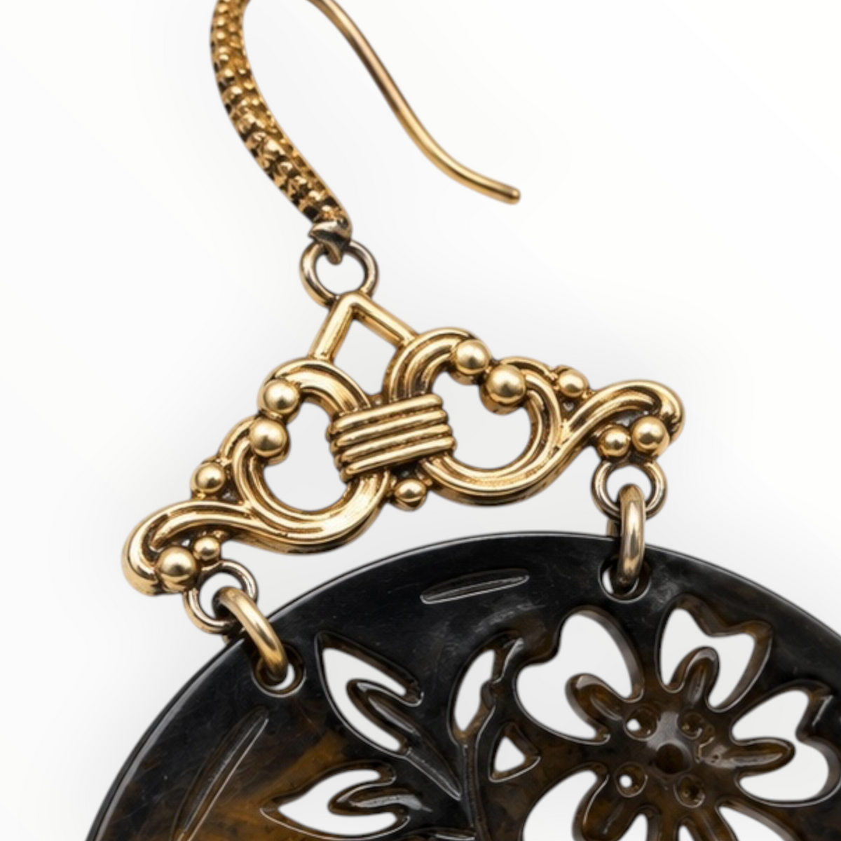 Floral Cutout Disc Drop Earrings